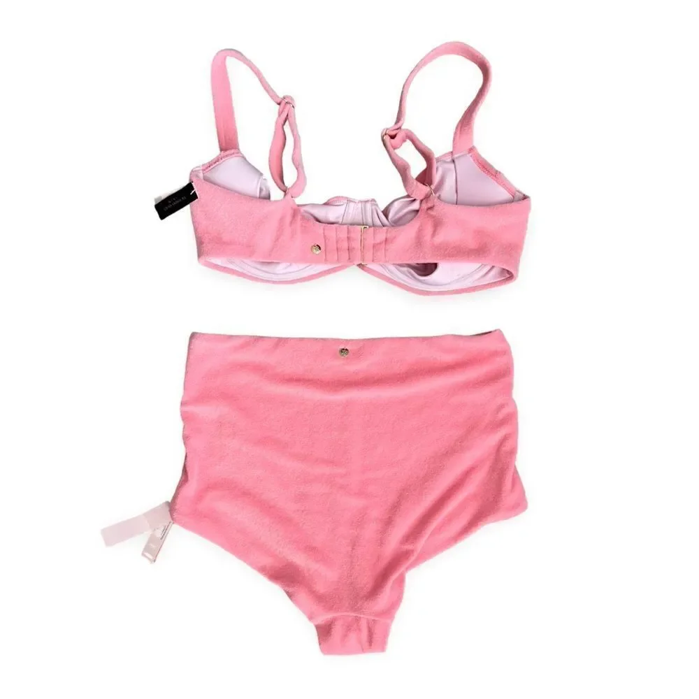 Victoria’s Secret Terry Bikini, NWT, 36DD Push Up Top, High Waisted M Botttoms